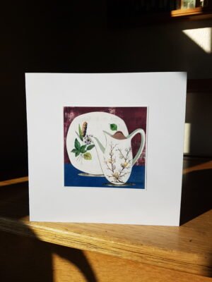 Greeting Card : Midwinter Pussy Willow and Riverside Plate