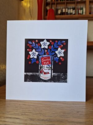 Greeting Card : Maple Syrup Tin Christmas Flowers