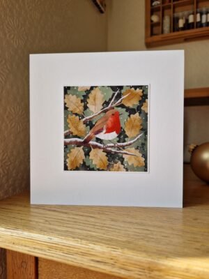 Greeting Card : Robin and Oak Leaves