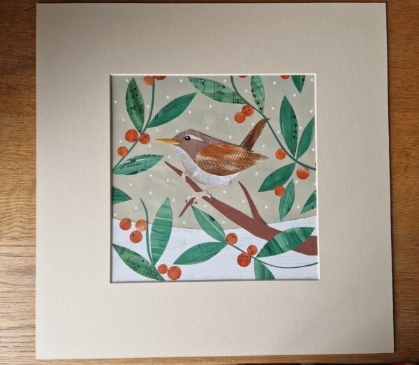 Christmas Wren - Original Collage by Victoria Whitlam