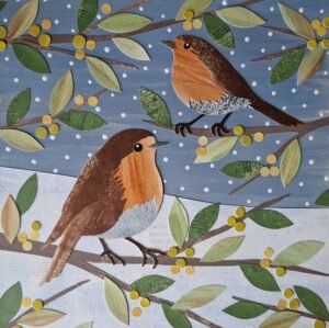 Two Robins – Original Collage by Victoria Whitlam