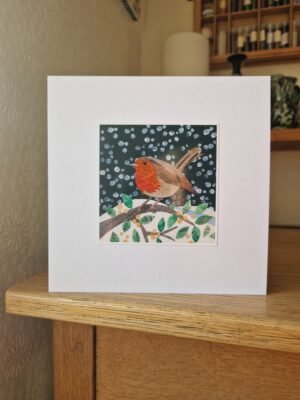 Greeting Card : Christmas Robin on a Branch